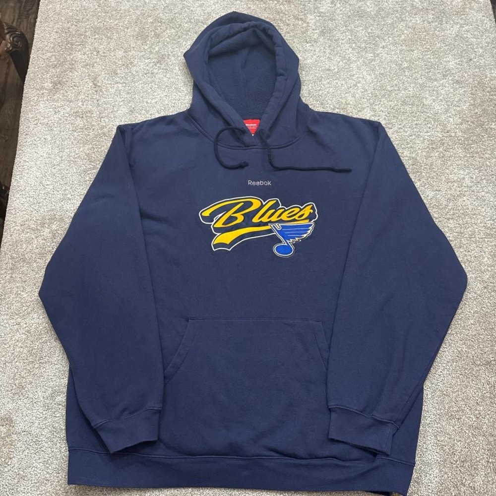 Vintage Reebok St. Louis Blues Hoodie NHL Hockey Sweatshirt Men's XL